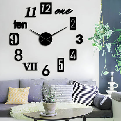 3D Wandklok met Grote Cijfers Zelfklevend Modern Design Geruisloos Zwart Zilver Goud Rood Glow-in-the-Dark voor Woonkamer Slaapkamer Kantoor