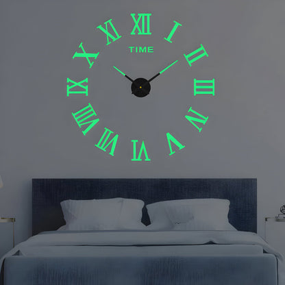 3D Wandklok met Grote Cijfers Zelfklevend Modern Design Geruisloos Zwart Zilver Goud Rood Glow-in-the-Dark voor Woonkamer Slaapkamer Kantoor