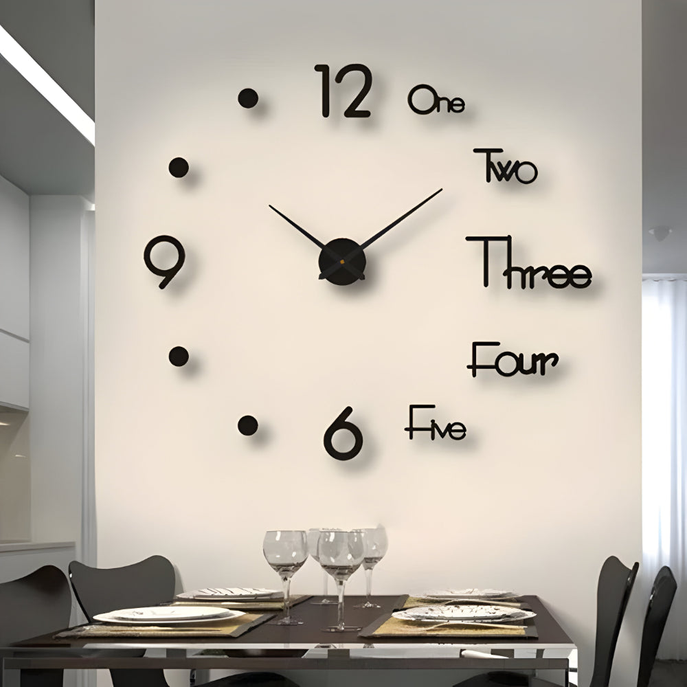 3D Wandklok met Grote Cijfers Zelfklevend Modern Design Geruisloos Zwart Zilver Goud Rood Glow-in-the-Dark voor Woonkamer Slaapkamer Kantoor