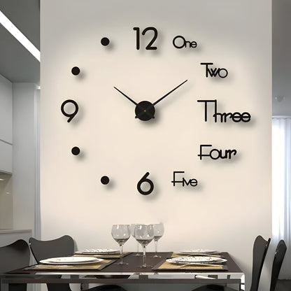 3D Wandklok met Grote Cijfers Zelfklevend Modern Design Geruisloos Zwart Zilver Goud Rood Glow-in-the-Dark voor Woonkamer Slaapkamer Kantoor
