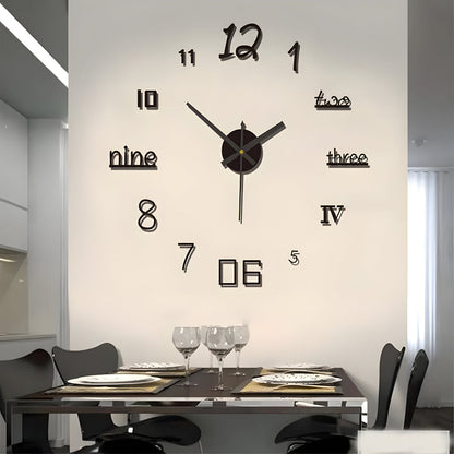 3D Wandklok met Grote Cijfers Zelfklevend Modern Design Geruisloos Zwart Zilver Goud Rood Glow-in-the-Dark voor Woonkamer Slaapkamer Kantoor