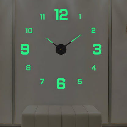 3D Wandklok met Grote Cijfers Zelfklevend Modern Design Geruisloos Zwart Zilver Goud Rood Glow-in-the-Dark voor Woonkamer Slaapkamer Kantoor