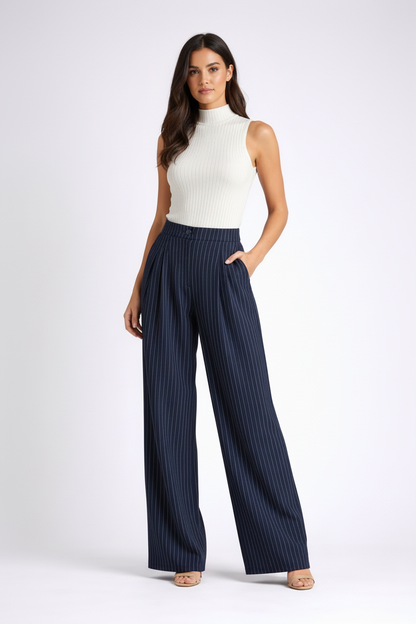 Elianne Wide Leg Broek Krijtstreep Stijl - StudioMarella