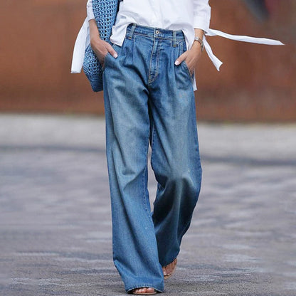 Dames Jeans Wijd Comfortabel Hoogwaardig Denim - StudioMarella