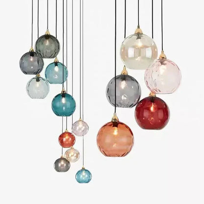 Glazen Bol Hanglamp met Gekleurde Glaskap voor Eetkamer Woonkamer