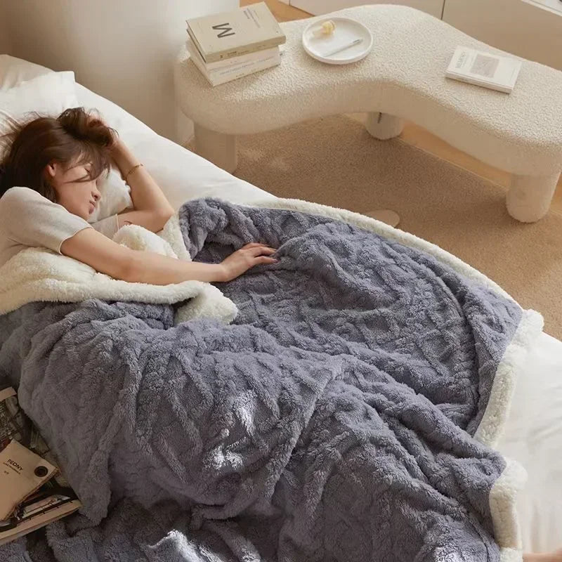 Dikke Winterdeken Dubbellaags Fleece Lammwol Warm Sprei Plaid Dekbed Gezellig Microvezel 70-230cm