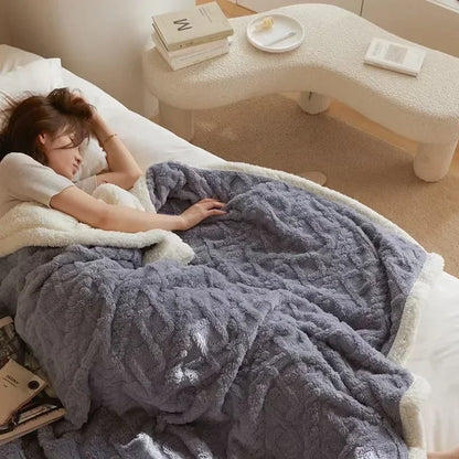 Dikke Winterdeken Dubbellaags Fleece Lammwol Warm Sprei Plaid Dekbed Gezellig Microvezel 70-230cm
