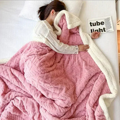 Dikke Winterdeken Dubbellaags Fleece Lammwol Warm Sprei Plaid Dekbed Gezellig Microvezel 70-230cm