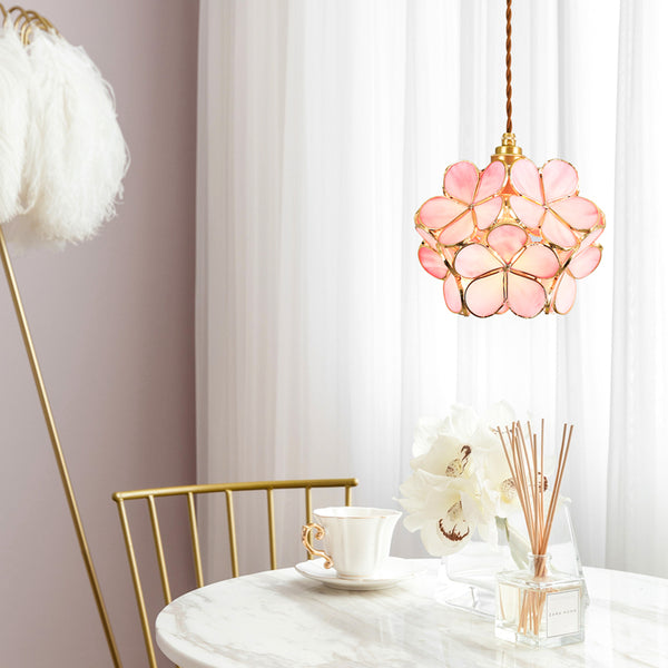 Floyem Flower Hanglamp Glas Messing Goud E27 Eettafel Slaapkamer Vintage Design Hanglamp Bloemvorm