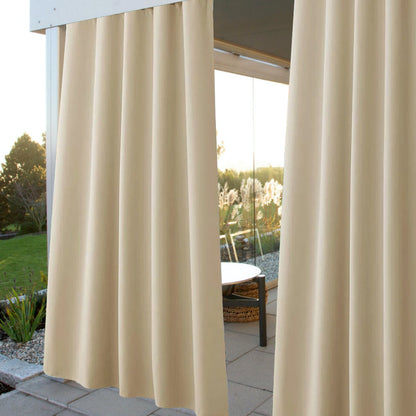 Waterdicht Terrasgordijn met Oogjes – 2 Panelen Outdoor Privacy UV-Bescherming Winddicht