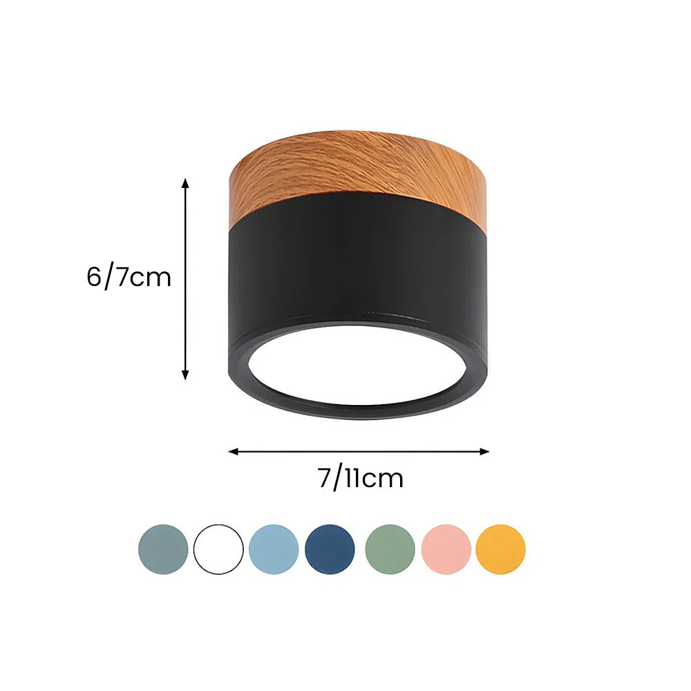 Cylinder kleine plafondlamp LED hout modern plafond hal woonkamer compact design