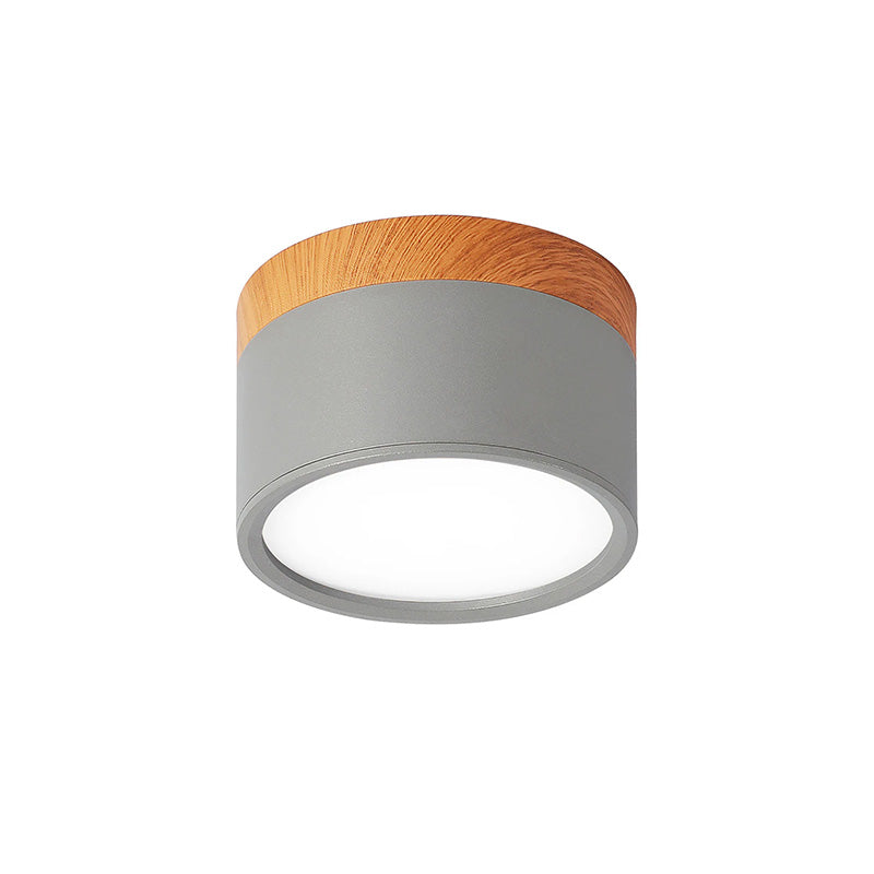Cylinder kleine plafondlamp LED hout modern plafond hal woonkamer compact design