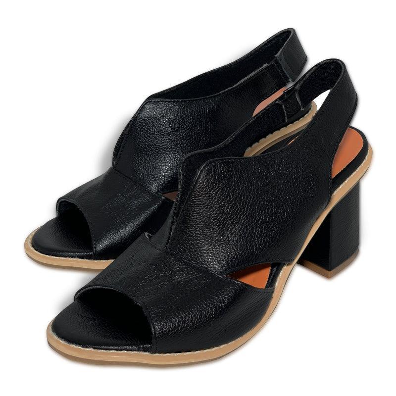 Dames Sandalen met Blokhak Open Teen Elegant Comfortabel Leer Bordeauxrood Zomerschoenen
