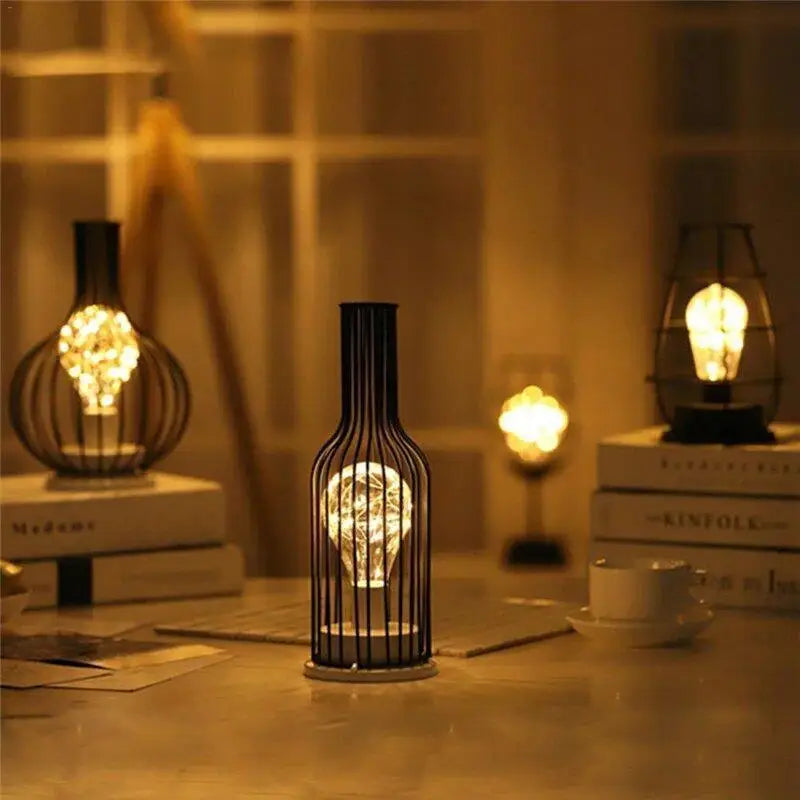 Tafellamp Fles Vorm Zwart Acryl LED Warm Wit Slaapkamer Nachtkastje Modern Origineel
