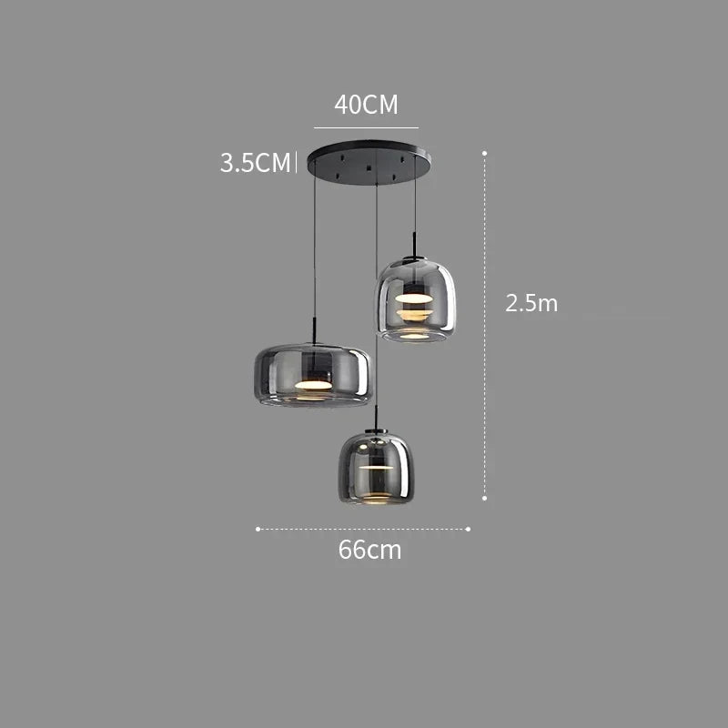 Nordische Hanglamp Glas LED Cognac Rookgrijs Scandinavisch