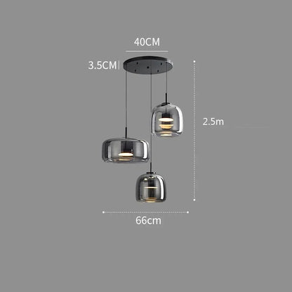 Nordische Hanglamp Glas LED Cognac Rookgrijs Scandinavisch