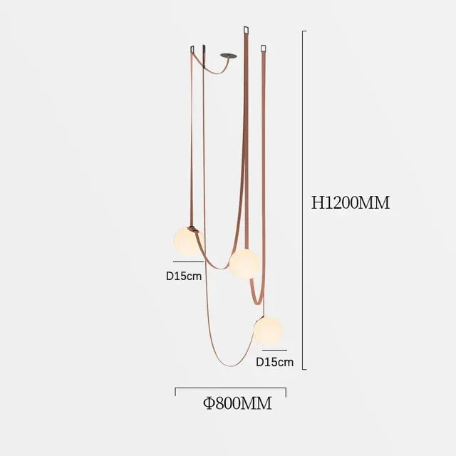 Hanglamp Leren Kabel Glazen Bol E27 Cognac Bruin Woonkamer Eetkamer Hal Postmodern Design 1 3 5 7 Bollen