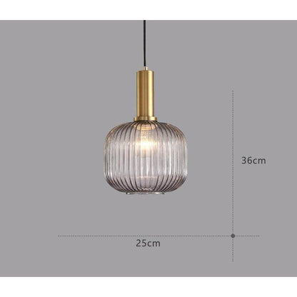 Hanglamp Ribbelglas Vintage 1-Lichts Goud E27
