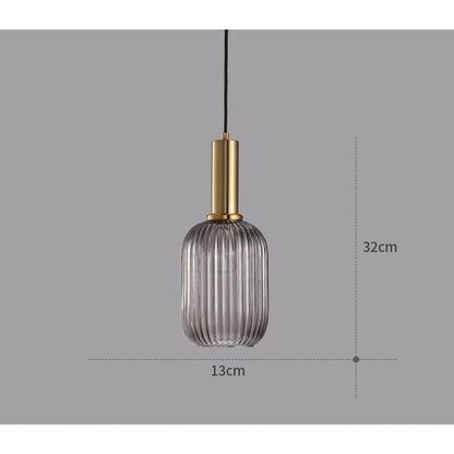 Hanglamp Ribbelglas Vintage 1-Lichts Goud E27