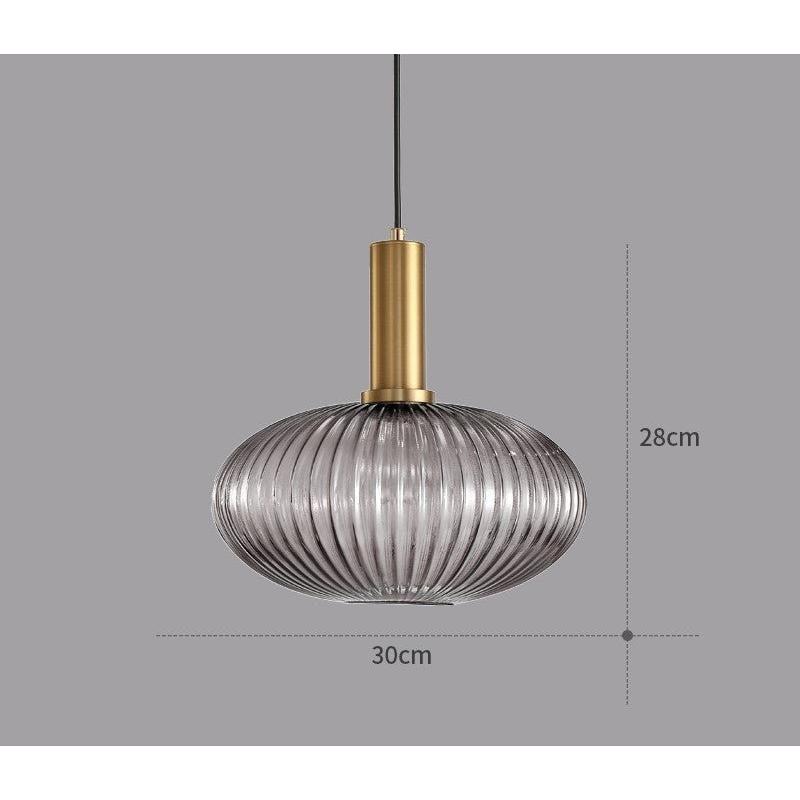 Hanglamp Ribbelglas Vintage 1-Lichts Goud E27