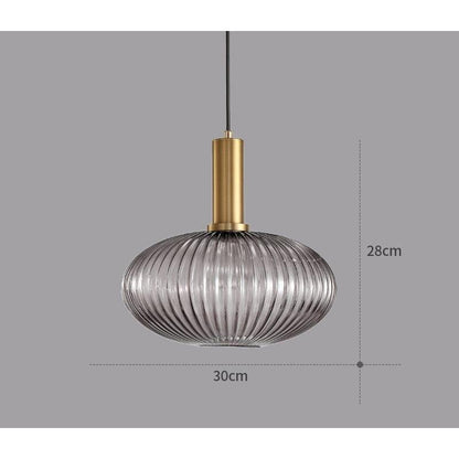 Hanglamp Ribbelglas Vintage 1-Lichts Goud E27