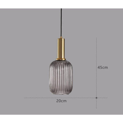 Hanglamp Ribbelglas Vintage 1-Lichts Goud E27