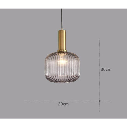 Hanglamp Ribbelglas Vintage 1-Lichts Goud E27