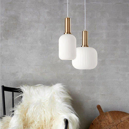 Hanglamp Ribbelglas Vintage 1-Lichts Goud E27