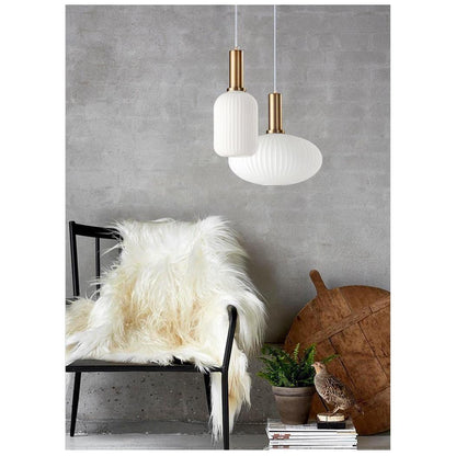 Hanglamp Ribbelglas Vintage 1-Lichts Goud E27