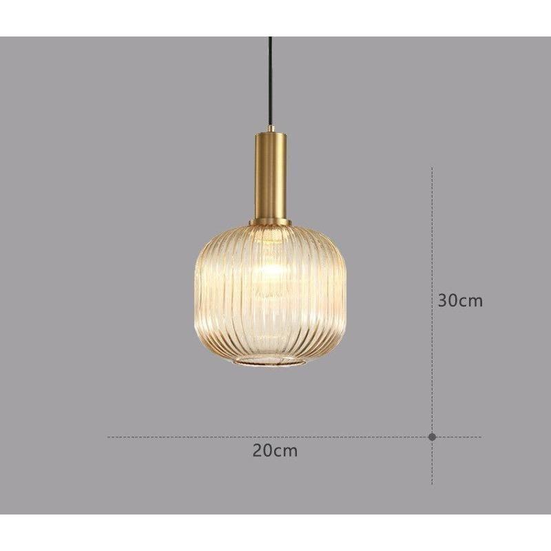Hanglamp Ribbelglas Vintage 1-Lichts Goud E27