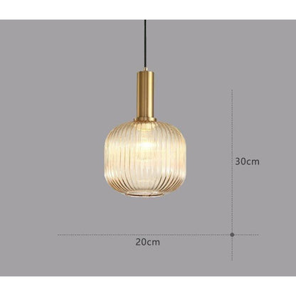 Hanglamp Ribbelglas Vintage 1-Lichts Goud E27