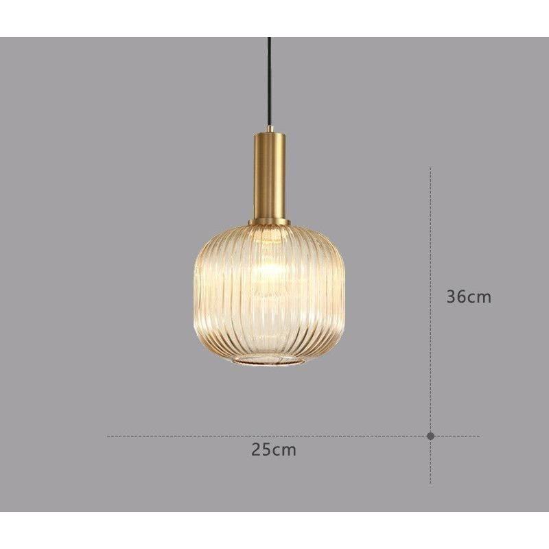 Hanglamp Ribbelglas Vintage 1-Lichts Goud E27
