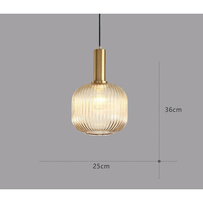 Hanglamp Ribbelglas Vintage 1-Lichts Goud E27