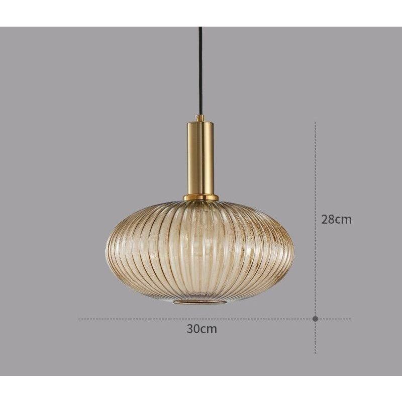 Hanglamp Ribbelglas Vintage 1-Lichts Goud E27