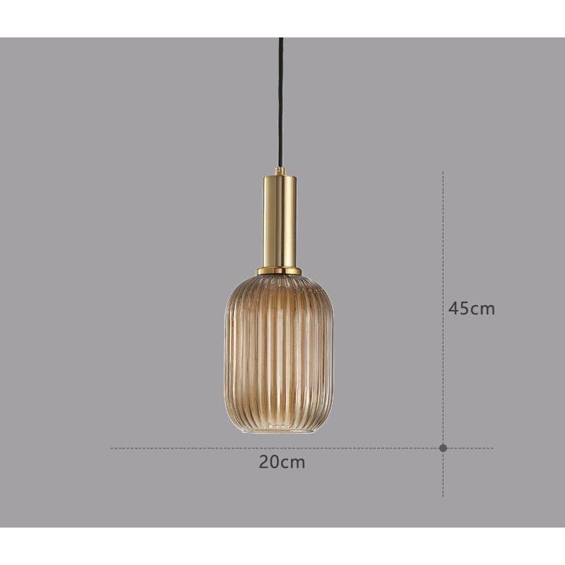 Hanglamp Ribbelglas Vintage 1-Lichts Goud E27