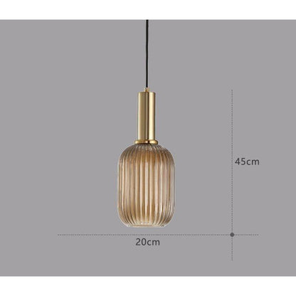 Hanglamp Ribbelglas Vintage 1-Lichts Goud E27