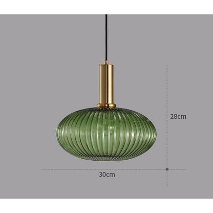 Hanglamp Ribbelglas Vintage 1-Lichts Goud E27