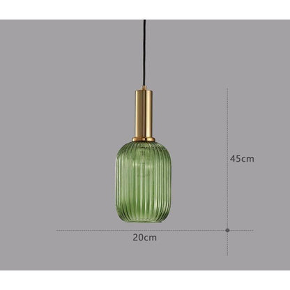 Hanglamp Ribbelglas Vintage 1-Lichts Goud E27