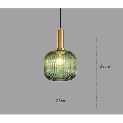 Hanglamp Ribbelglas Vintage 1-Lichts Goud E27