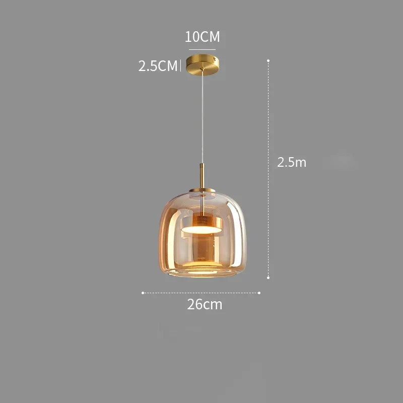 Nordische Hanglamp Glas LED Cognac Rookgrijs Scandinavisch