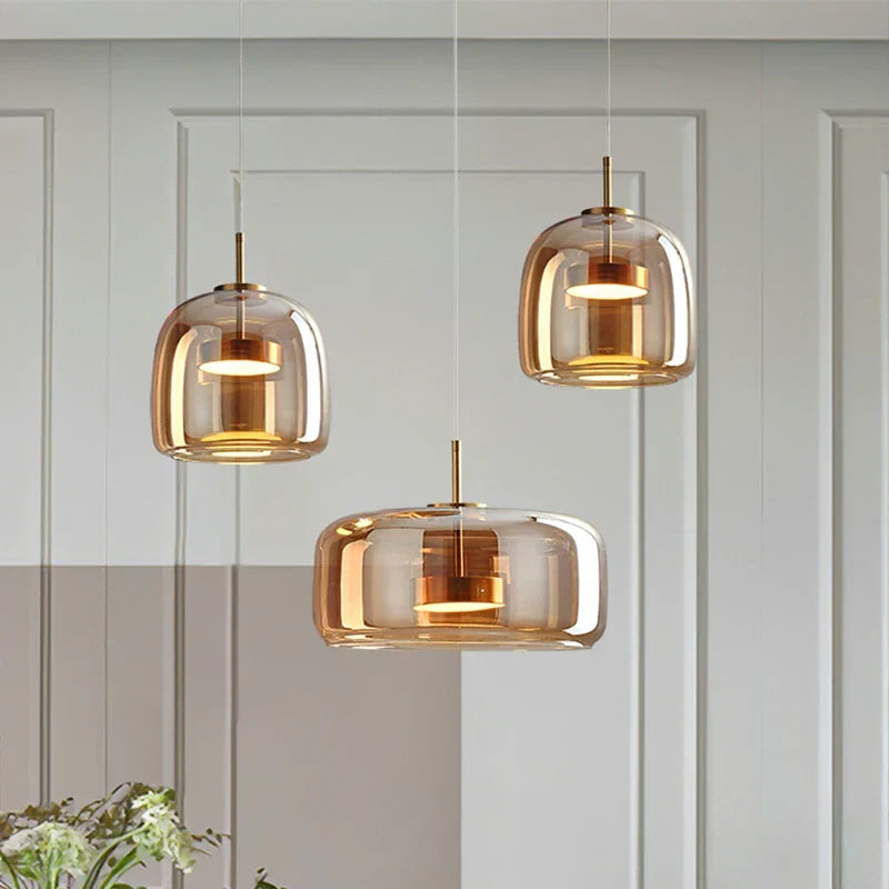 Nordische Hanglamp Glas LED Cognac Rookgrijs Scandinavisch