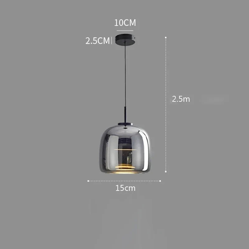 Nordische Hanglamp Glas LED Cognac Rookgrijs Scandinavisch