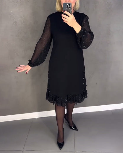 Stippen Jurk Lang Mouw Elegante Vrouwelijke Jurk - StudioMarella