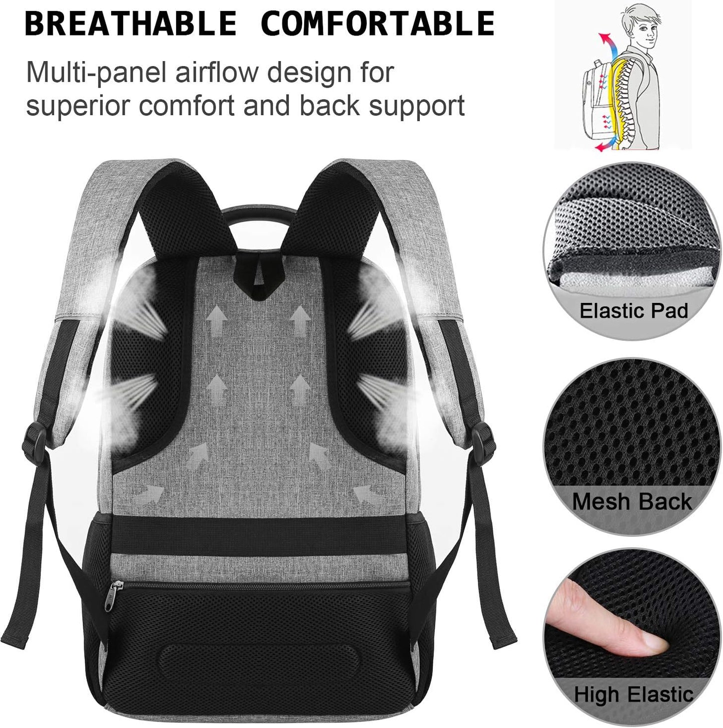 Premium Laptop Rugzak met USB-Oplaadpoort & Diefstalbeveiliging 15,6 inch – Waterafstotend & Ergonomisch
