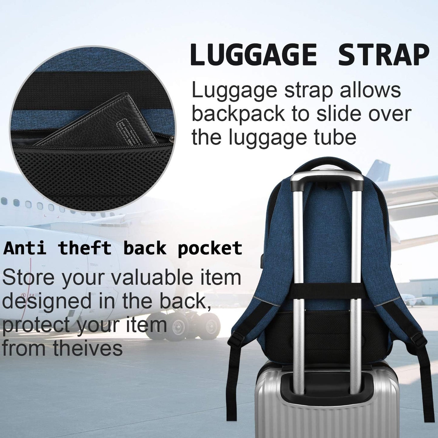 Premium Laptop Rugzak met USB-Oplaadpoort & Diefstalbeveiliging 15,6 inch – Waterafstotend & Ergonomisch