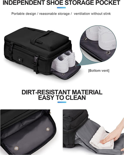 Waterbestendige Reistas 40L met Schoenenvak en USB-Poort – Geschikt voor Laptops tot 35,56 cm