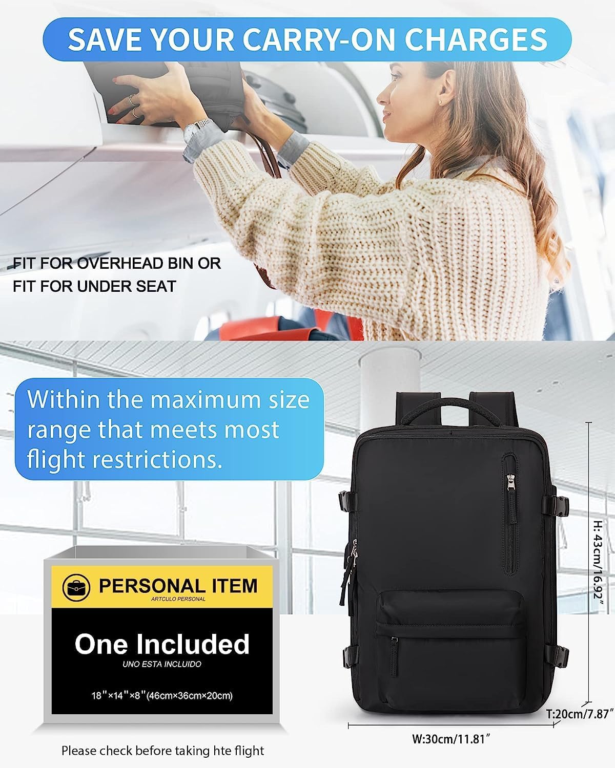 Waterbestendige Reistas 40L met Schoenenvak en USB-Poort – Geschikt voor Laptops tot 35,56 cm