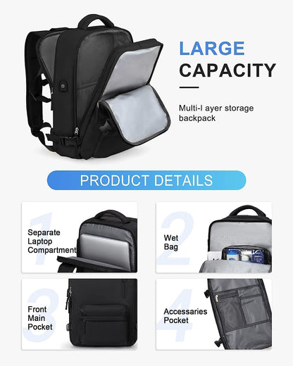 Waterbestendige Reistas 40L met Schoenenvak en USB-Poort – Geschikt voor Laptops tot 35,56 cm