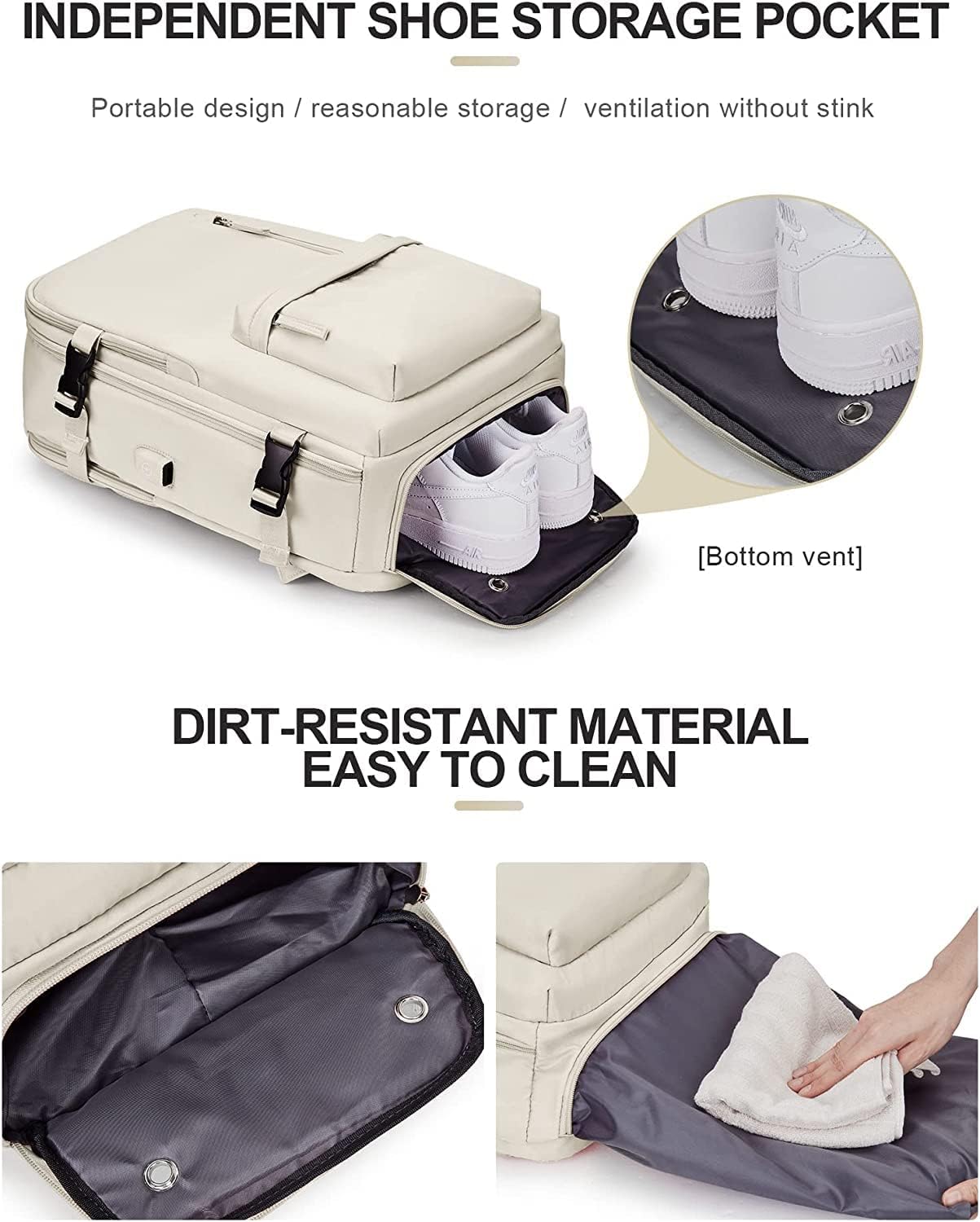 Waterbestendige Reistas 40L met Schoenenvak en USB-Poort – Geschikt voor Laptops tot 35,56 cm