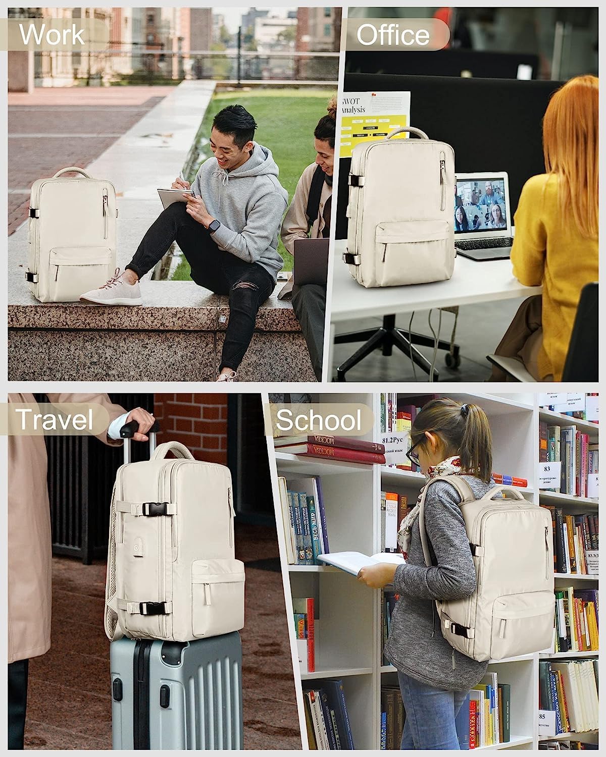 Waterbestendige Reistas 40L met Schoenenvak en USB-Poort – Geschikt voor Laptops tot 35,56 cm